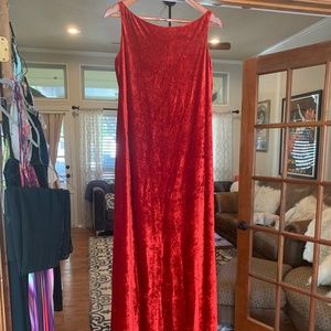 Red velvet gown